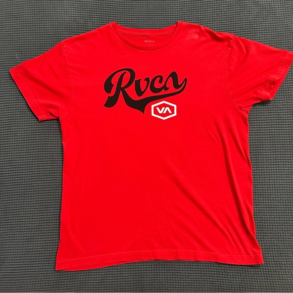 RVCA Red Tee with Black Logo - Picture 1 of 3